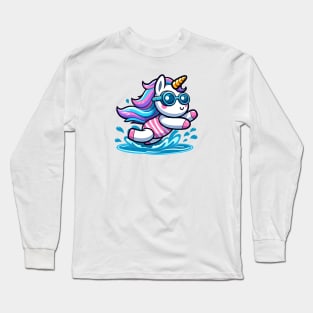 Swimming Unicorn Olympics 🏊🏻‍♀️🦄 - Dive into Cuteness! Long Sleeve T-Shirt